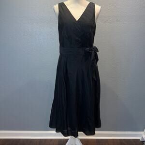 J.Peterman Black Linen & Silk Sleeveless V-Neck Dress - Size 8 - New With Tag